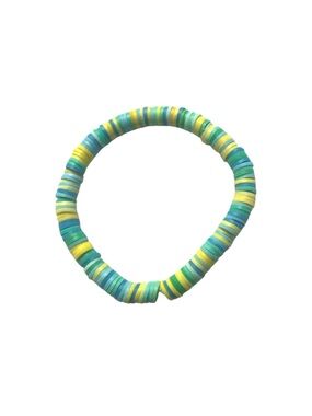 3 FOR $20 HANDCRAFTED Pony Beaded Stretch Bracelet- Green, Blue & Yellow